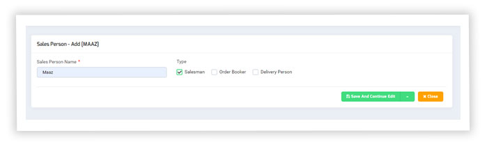 Add Delivery Person, Salesman, Order Booker