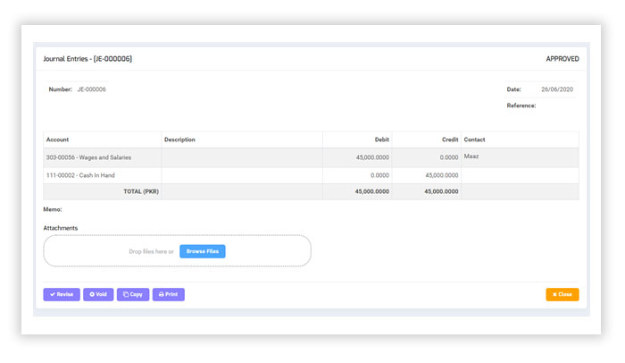 Add a transaction for Employee Salaries and Loan