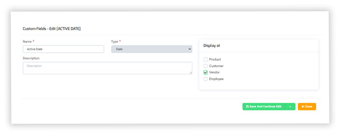 Associate Custom Field with a vendor