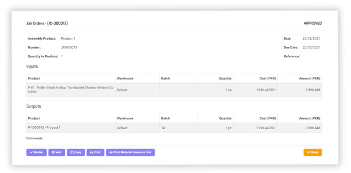 Batch auto-creation at Job Order 