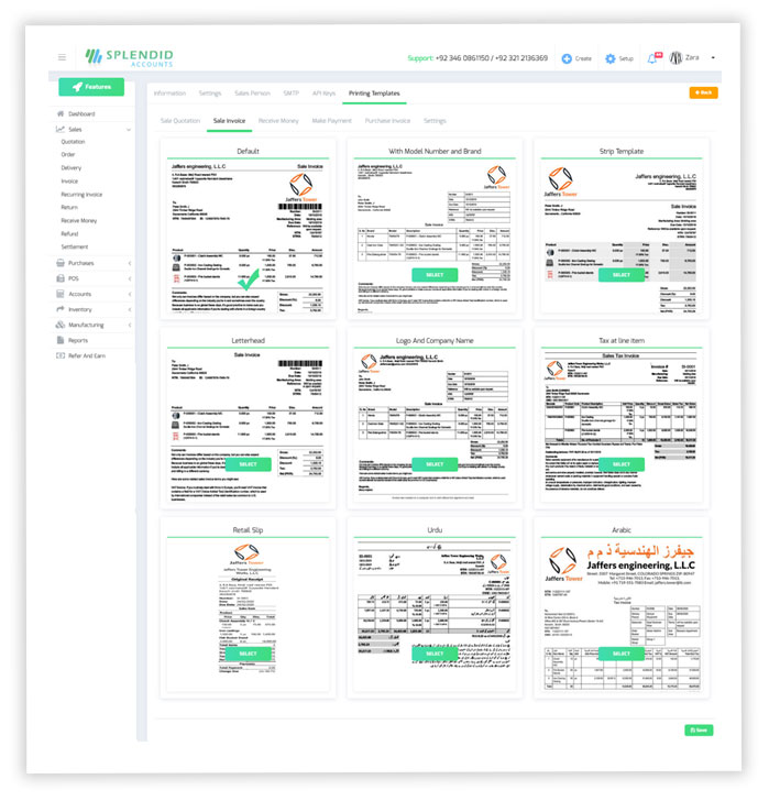 Multiple Printing Sale Invoice Template