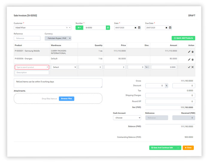 Create an Invoices