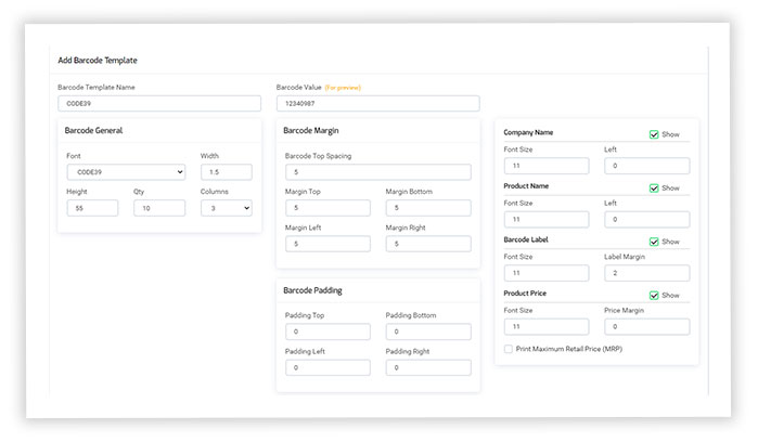 Create a Barcode Template