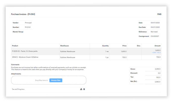 Create a Purchase Invoice