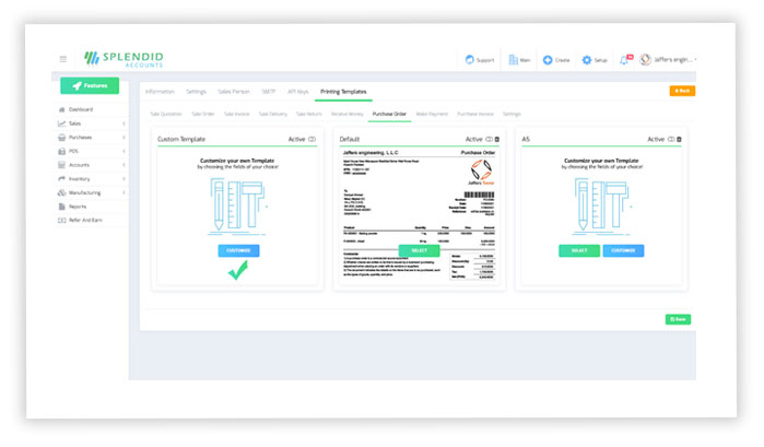 Custom Template of Purchase Order 