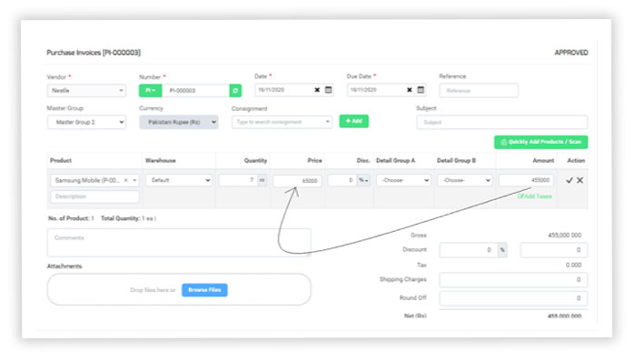 Net Amount modification, product price will manage automatically