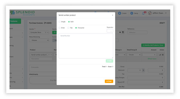 Bulk Serial Number Input